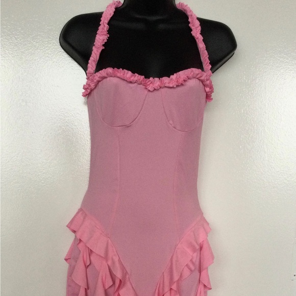 Pink Ruffled Halter Dress - Picture 3 of 3